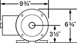 Image of Specification. Front orientation. Contains Annotated. 9 3/4" Overall Width. Sanitary and Washdown Base/Face-Mount AC Motors.