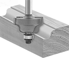 Image of ProductInUse. Front orientation. Router Bits. Corner-Rounding Router Bits , Uncoated Carbide-Tipped Steel, Roman Ogee Corner Style.