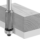 Image of ProductInUse. Front orientation. Router Bits. Trimming Router Bits , Uncoated Carbide-Tipped High-Speed Steel, Flush-Trimming Cut Style (Bottom Pilot).