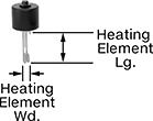 Image of Product. With 6" Lg. Heating Element. Front orientation. Contains Annotated. Heating Elements. Hanging Immersion Heating Elements for Chemical Solutions, Adjustable Thermostat, 6" Long Heating Element.