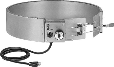 Image of Product. Front orientation. Heavy Duty Wraparound Heater with Time-Cycle Control, for 55 Gallon Container, 1750W.