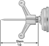 Image of Product. Side1 orientation. Contains Annotated. Thermometers. Long-Reach Threaded Thermometers, Fixed Back Connection, Thermometers With Handle.