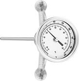 Image of Product. Front orientation. Thermometers. Long-Reach Threaded Thermometers, Fixed Back Connection, Thermometers With Handle.