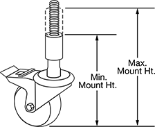 Image of Attribute. Front orientation. Contains Annotated. Casters. Sanitary Threaded-Stem Casters.