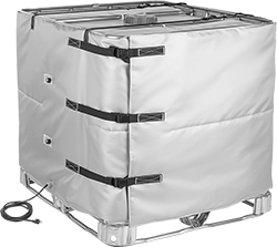 Image of ProductInUse. For 355, 415, and 475 gal. Containers with Time-Frequency Controller. Front orientation. Wraparound Heaters. Thermally Insulating Wraparound Heaters for Pails, Drums, and Totes, Time-Frequency Controller.
