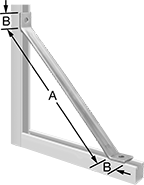 Image of ProductInUse. Brace Shown Mounted. Front orientation. Contains Annotated. Strut Channel Framing and Fittings. Strut Channel Braces.