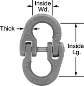 Image of Product. Front orientation. Contains Annotated. Chain Connecting Links. Removable Figure-Eight Chain Connecting Links—For Lifting.