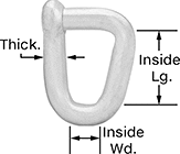 Image of Product. Front orientation. Contains Annotated. Ring Links. Medium Duty Hammer-Close Ring Links—Not for Lifting.