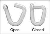 Image of Specification. Front orientation. Contains Annotated, Border, MultipleImages. Ring Links. Medium Duty Hammer-Close Ring Links—Not for Lifting.