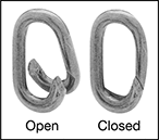 Image of Product. Front orientation. Contains Annotated, Border, MultipleImages. Ring Links. Light Duty Hammer-Close Ring Links—Not for Lifting.