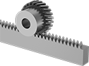Image of System. Parallel Gear on Gear Rack (Sold Separately). Front orientation. Helical Gear Racks.