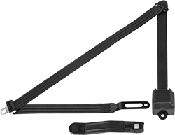 Image of Product. Retractable with Lap and Shoulder Straps. Front orientation. Seat Belts. Retractable, Lap, Shoulder.