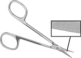 Image of Product. Style E. Front orientation. Contains Inset. Scissors. Compact Fine-Point Scissors, Style E.