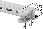 Image of ProductInUse. Front orientation. Contains Annotated. Strut Channel Framing and Fittings. Strut Channel Threaded Rod Brackets.