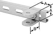Image of ProductInUse. Front orientation. Exploded view. Contains Annotated. Strut Channel Framing and Fittings. Strut Channel Threaded Rod Brackets.