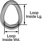 Image of Product. Front orientation. Contains Annotated. Wire Rope Thimbles. Closed-End Light Duty Wire Rope Thimbles—Not for Lifting.