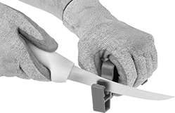 Image of ProductInUse. Shown in Use with Knife. Front orientation. Blade Sharpeners. Blade Sharpeners, For Sharpening Knives.