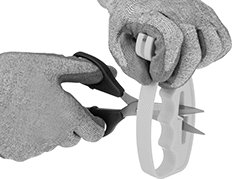 Image of ProductInUse. Shown in Use with Scissors. Front orientation. Blade Sharpeners. Blade Sharpeners, For Sharpening Knives and Scissors.