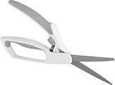 Image of Product. Straight/Straight Blade Edge. Front orientation. Scissors. Long-Life Easy-Cut Lightweight Scissors, Offset Handle, 10" Overall Length.