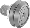 Image of Product. External Hex Shoulder Drive. Front orientation. Track Rollers. Threaded V-Groove Track Rollers, External Hex Shoulder Drive.