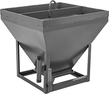 Image of Product. Style B. Front orientation. Hoppers. Hook-Mount Hoppers, Steel Body, Style B.