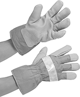 Image of ProductInUse. Open Cuff. Front orientation. Open Cuff. Leather-Palm Cold-Protection Gloves.