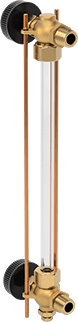 Image of Product. Back orientation. Liquid-Level Indicator with Shutoff Valve, Bronze, 1/2 NPT Male, Needle Stem.