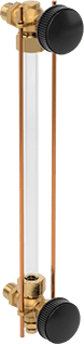 Image of Product. Front orientation. Liquid-Level Indicator with Shutoff Valve, Bronze, 1/2 NPT Male, Needle Stem.
