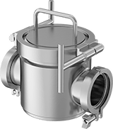 Image of Product. Strainer Shown Assembled. Front orientation. Strainers. Sanitary Magnetic Strainers.