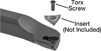 Image of System. Front orientation. Exploded view. Contains Annotated. Lathe Tool Insert Holders. Boring Lathe Tool Insert Holders, STUC Insert Holder.