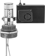 Image of ProductInUse. Direct-Mount Alarm Shown with Gauge. Front orientation. Contains MultipleImages. Liquid-Level Gauge Alarms. Vertical-Mount Liquid-Level Gauges for Tanks, Direct, Alarms.