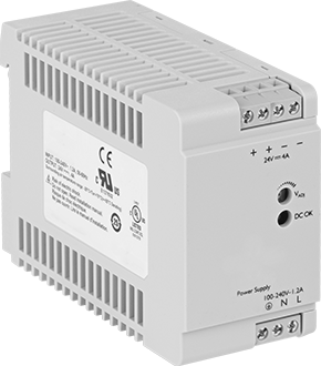 Image of Product. Front orientation. DIN-Rail-Mount Power Supply, Single Phase, 24V DC, 4A.