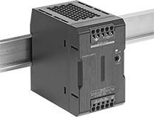 Image of ProductInUse. Front orientation. Power Supplies. Heavy Duty DIN-Rail-Mount Power Supplies, Single Phase, Spring-Clamp-Terminal Input and Output Connection.