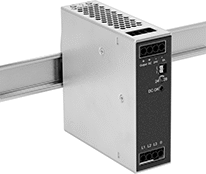 Image of Product. Front orientation. Power Supplies. Motor-Starting DIN-Rail-Mount Power Supplies, Three Phase, Screw-Clamp Terminal Input and Output Connection.