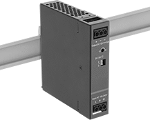 Image of ProductInUse. Front orientation. Power Supplies. Motor-Starting DIN-Rail-Mount Power Supplies, Single Phase, Screw-Terminal Input and Output Connection.