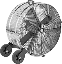 Image of Product. Front orientation. Fans. Corrosion-Resistant Direct-Drive Mobile Floor Fans.