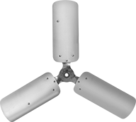 Image of Product. Front orientation. Fan Blades. Corrosion-Resistant Direct-Drive Mobile Floor Fans.