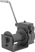 Image of Product. Front orientation. Winches. Precise-Positioning Heavy Duty Hand Winches for Wire Rope—For Horizontal Pulling, Enclosed Gears.