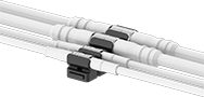 Image of ProductInUse. Front orientation. Routing Clamps. Connectable Snap-In Routing Clamps.