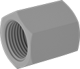 Image of Product. Female. Front orientation. Pipe and Fittings. Plastic Pipe Fittings for Oil, Straight Connectors, Threaded Fitting Connection, Female, Hex Body.