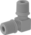Image of Product. Male. Front orientation. Pipe and Fittings. Plastic Pipe Fittings for Oil, 90° Elbow Connectors, Threaded Fitting Connection, Male.