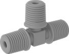 Image of Product. Male. Front orientation. Pipe and Fittings. Plastic Pipe Fittings for Oil, Tee Connectors, Threaded Fitting Connection, Male.