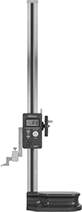 Image of Product. Front orientation. Height Gauges. Mitutoyo Electronic Height Gauges, Hand Wheel, 1 Column, Zero-Set Button, Error Alarm, Zero-Position Memory (ABS), Low Battery Indicator, Model Number 570-413.