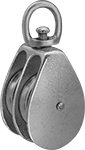 Image of Product. Front orientation. Pulleys. Hanging Pulleys for Rope—For Horizontal Pulling, Style M.