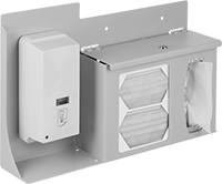 Image of ProductInUse. 1 Face Mask Compartment. Front orientation. Personal Protection Sanitizing Stations. Personal Protection Sanitizing Stations, Personal Protection Sanitizing Stations with Hinged Locking Lid, 1 Compartment.