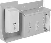 Image of ProductInUse. 2 Face Mask Compartments. Front orientation. Personal Protection Sanitizing Stations. Personal Protection Sanitizing Stations, Personal Protection Sanitizing Stations with Hinged Locking Lid, 2 Compartments.