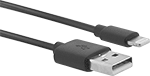 Image of Product. Front orientation. USB Cords. USB Adapter Cords, USB-A Plug × Apple Lightning Plug.