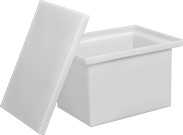 Image of Product. Front orientation. Tanks. High-Temperature Rectangular Plastic Batch Tanks.