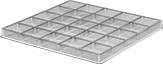 Image of Product. Front orientation. Pans. Plastic Compartmented Pans, 25 Compartments.