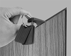 Image of ProductInUse. Spacer Set (Included with Removable Barricade). Front orientation. Door Barricades. Removable, Spacer Set.